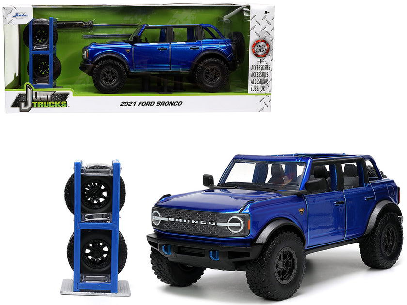 Jada 2021 Ford Bronco Diecast Model Car Candy Blue Metallic 1/24 2