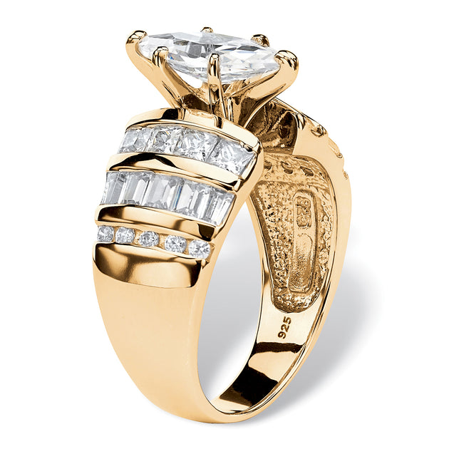 Palm 3.87 TCW Marquise-Cut Cubic Zirconia Ring Silver US 10 3