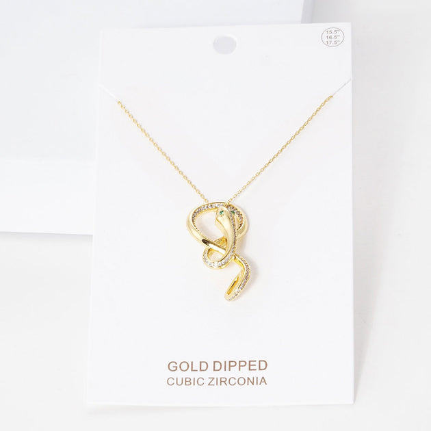FASHNZFAB Snake Pendant Necklace Silver 2
