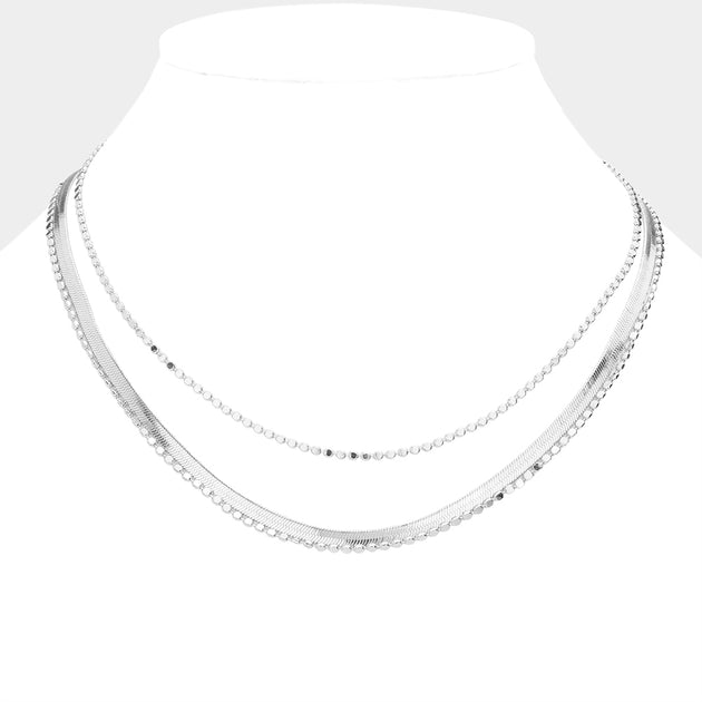 FASHNZFAB Secret Box Metal Chain Triple Layered Necklace Gold 2