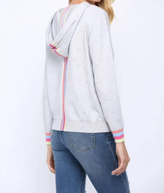 FATE Sherbet Striped Hoodie Grey Large 4