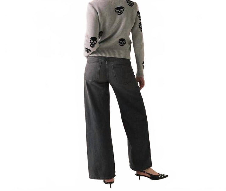 Chaser Tossed Skulls Sweater Grey XSmall 4