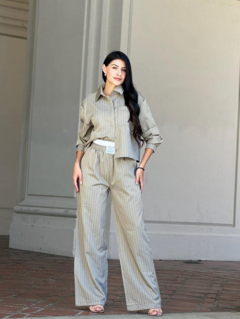 TRUEDAMES Striped Two-Piece Set Green Medium 2