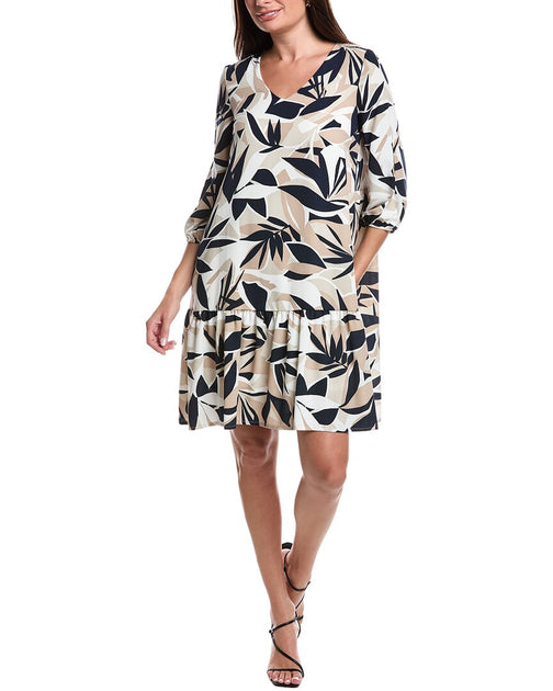 Joseph Ribkoff Ruffle Hem Shift Dress White US 4 2
