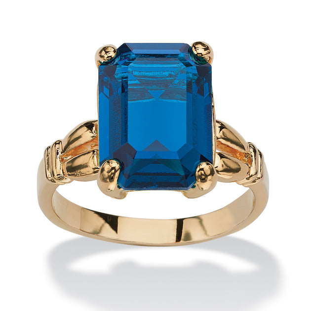 Palm Emerald Simulated Birthstone Gold-Plated Ring Pink US 10 2