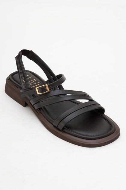Forever & Always Shoes Cesar Leather Sandals Black US 5.5 2
