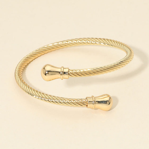 FASHNZFAB Twisted Metal Cable Bangle Bracelet Silver One Size 5