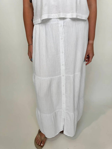 bobi Tiered Maxi Skirt Beige Small 4