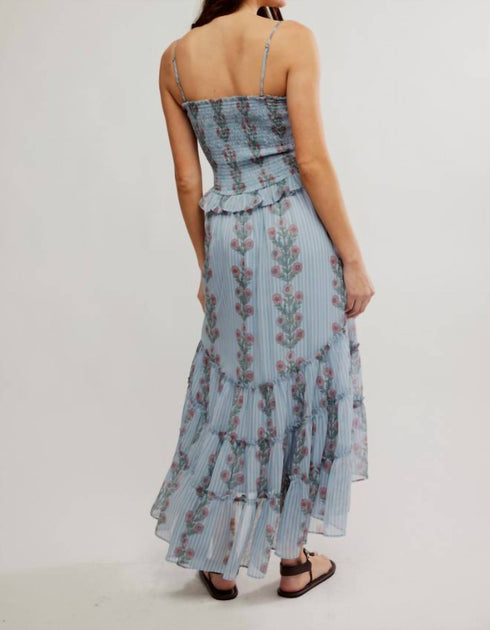 Free People Alejandra Midi Dress In Soft Blue Combo