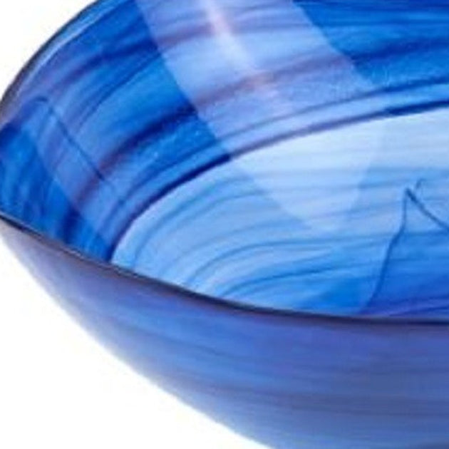 Hivvago Soft Square Blue Swirl Glass Bowl 10in 4
