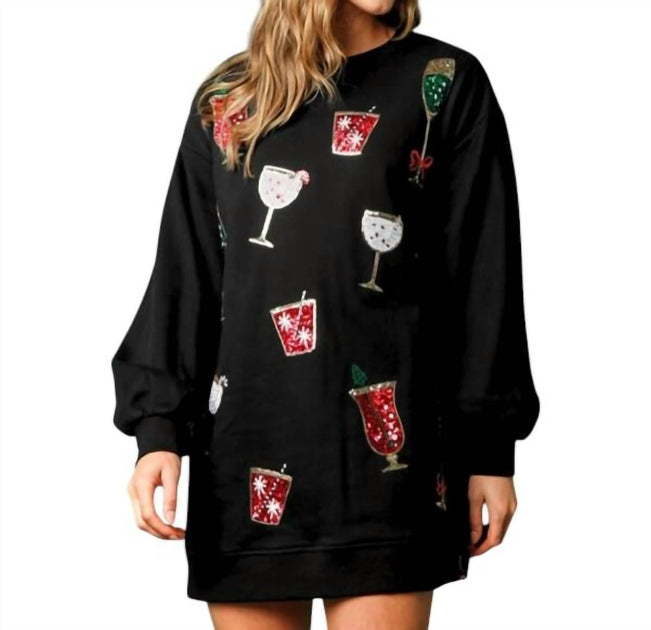 Robe en Sweat Fantastic Fawn Holiday Cheer Noir Medium 3