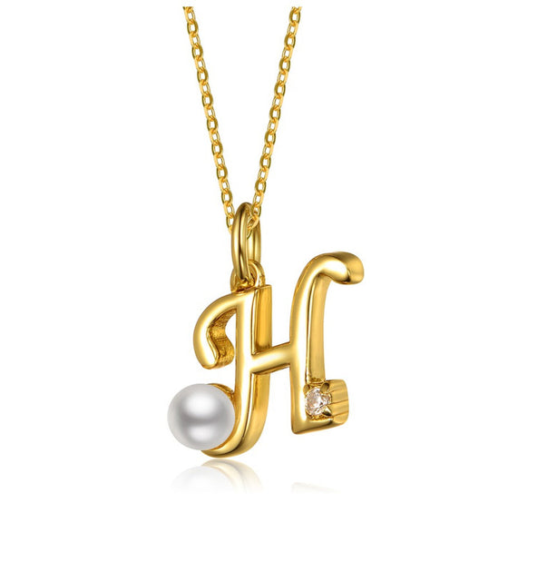 GigiGirl Initial Pearl Pendant Necklace Silver One Size 3