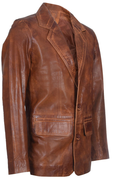 Infinity Santiago Leather Blazer Brown Large 3