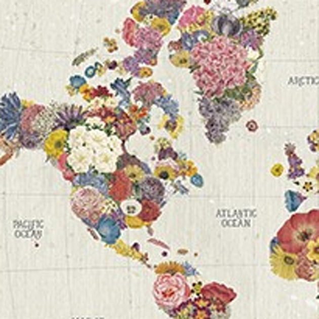 Homezia 48" x 32" Fun Floral Map of the World Canvas Wall Art | ShopSimon