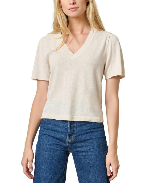 Lilla P V-Neck Linen-Blend Sweater Beige Small 2