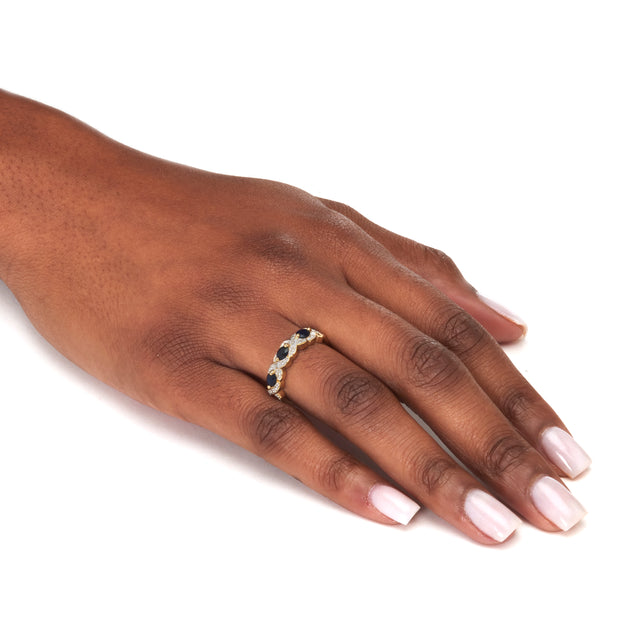 Palm .62 TCW Sapphire Diamond Accent 18k Gold-Plated Sterling Silver Ring Blue US 12 4