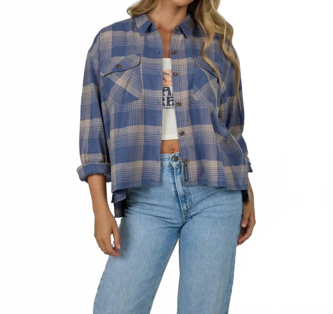 Salty Crew Nomad Flannel Shirt Blue Large 2