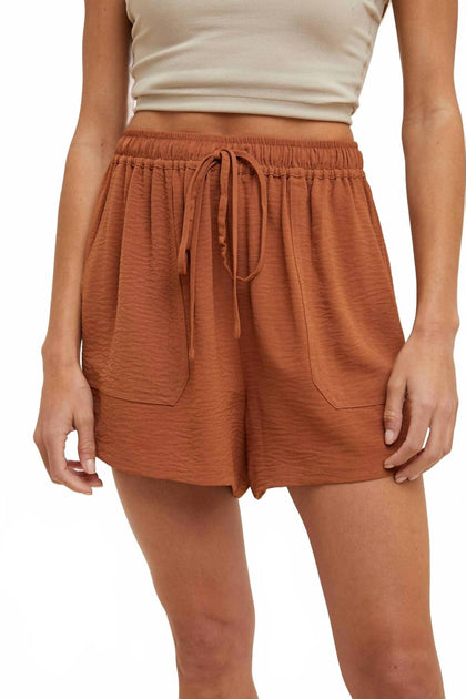 WISHLIST Crinkled Shorts Brown Small 2