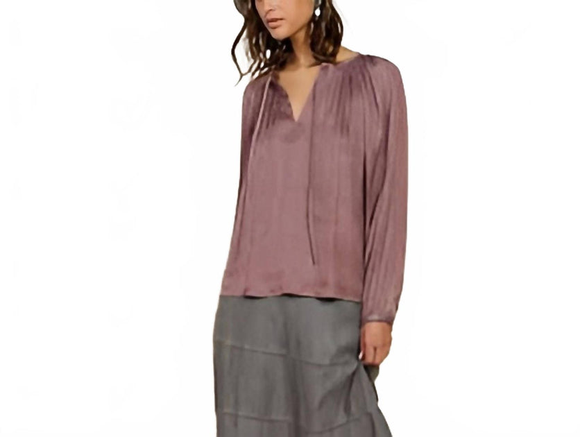Current Air Split Neck Long Sleeve Top Pink Small 3