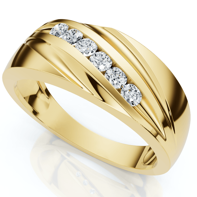 Pompeii3 Wave Diamond Wedding Ring Gold US 7 4
