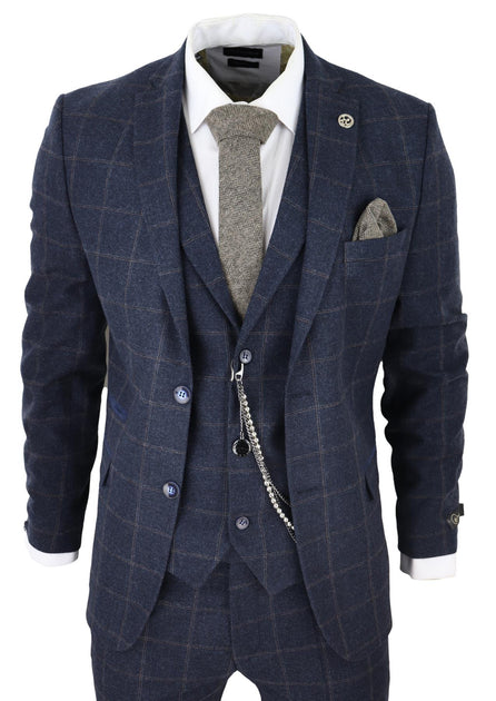 Oliver Tweed 3 Piece Wool Suit Navy Blue US 42 Regular 2