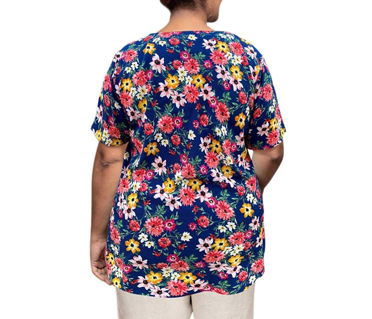 On The Plus Side Printed Square Neck Tunic Multi 5X 4