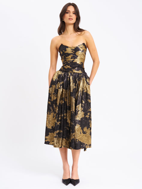 Miss Circle Saanvi Midi Dress Gold Medium 3