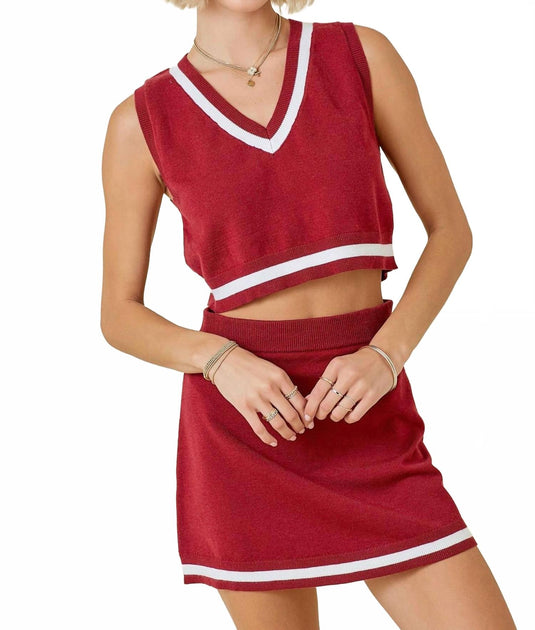 day + moon College Sweater Skirt Red Medium 2