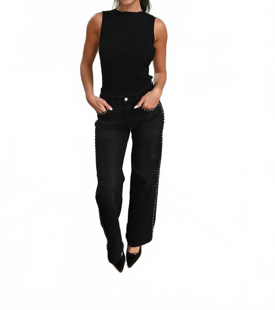 ELAN Tiana Ribbed Tank Top Black Medium 2