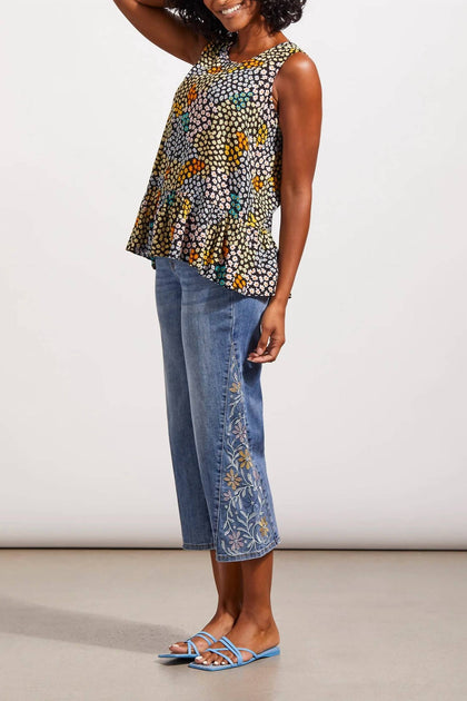 Tribal Audrey Wide Crop Jeans Blue US 2 3