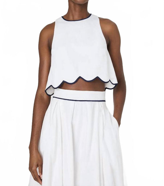 French Connection Alexis Scallop Top White Medium 2