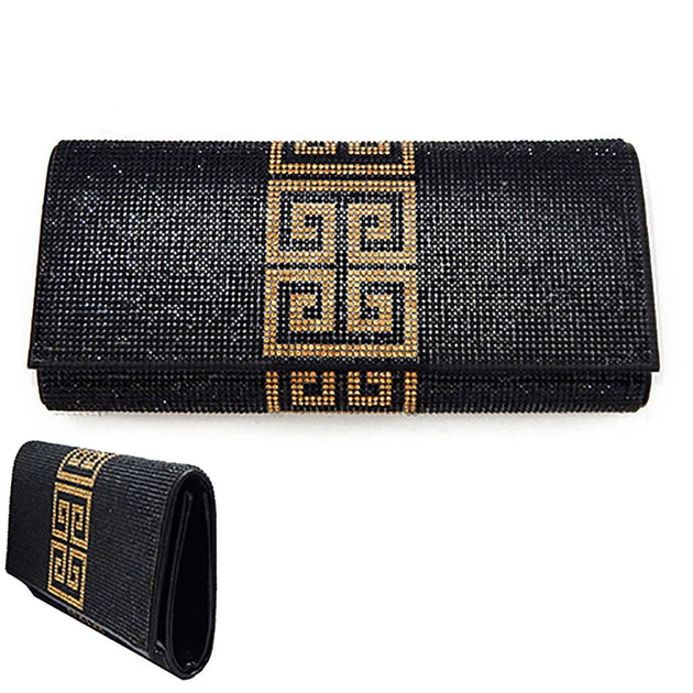 FASHNZFAB Greek Pattern Evening Clutch Crossbody Bag Black One Size 3