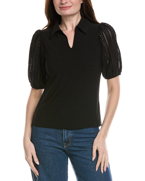 CeCe Puff Sleeve Top Black Large 2