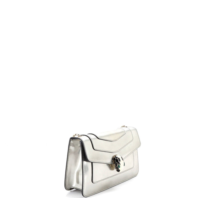 Bvlgari Serpenti Forever Shoulder Bag Metallic Leather Small Silver 3