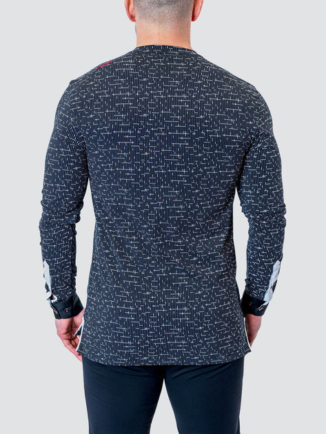 Maceoo Tetris V-Ausschnitt Hemd Schwarz/Blau Medium 3