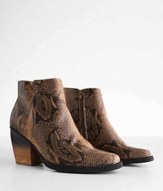 Very G 2 Tone Snake Print Bootie Brown US 6 3
