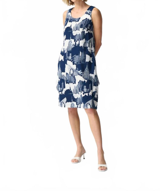 Joseph Ribkoff Cityscape Shift Dress Blue UK 8 2