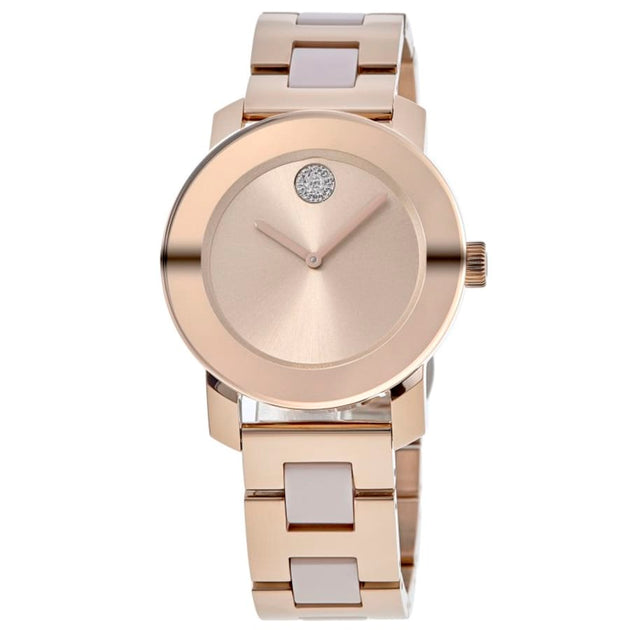Movado Bold Ceramic Rose Gold-tone Metallic Dial Women's Watch
