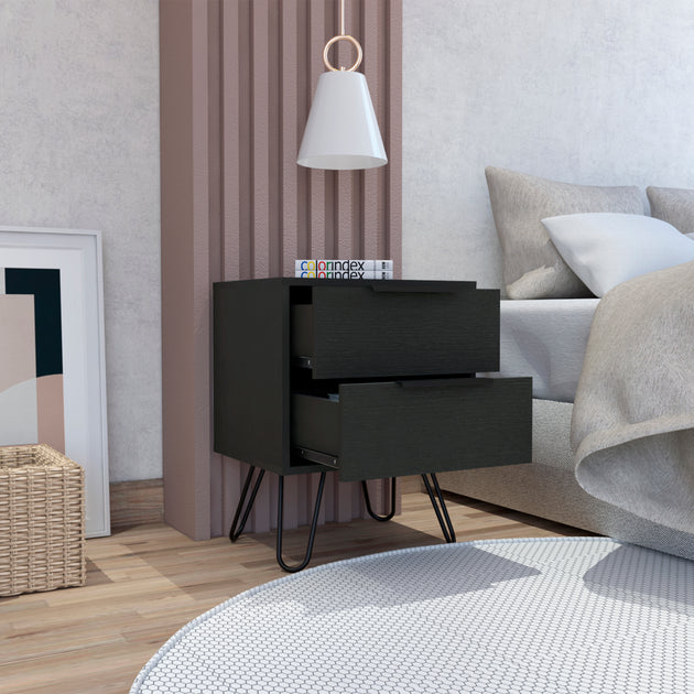 Streamdale Mansfield 2-Drawer Nightstand Black Wengue 3