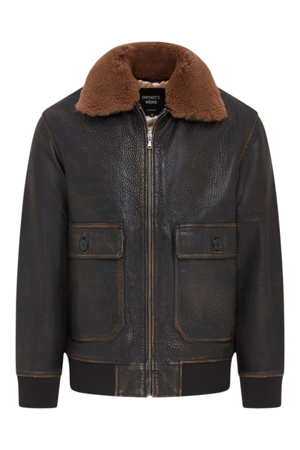 Infinity G-1 Pilot Bomber Jacket Brown XXL 3