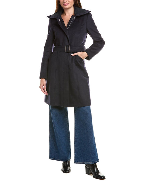 Sam Edelman Asymmetrical Wool-Blend Trench Coat Black Small 4