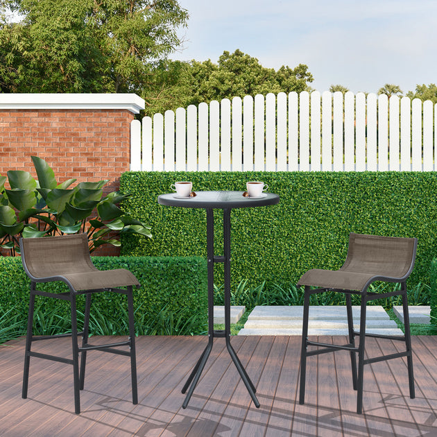 Hivvago 3-Piece Bar Height Bistro Set Charcoal Gray 4