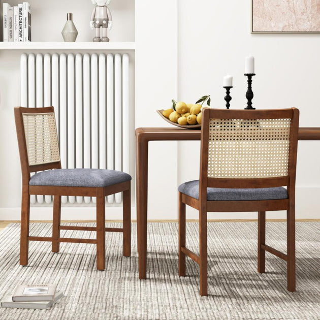 Hivvago Rattan Dining Chair Walnut 3