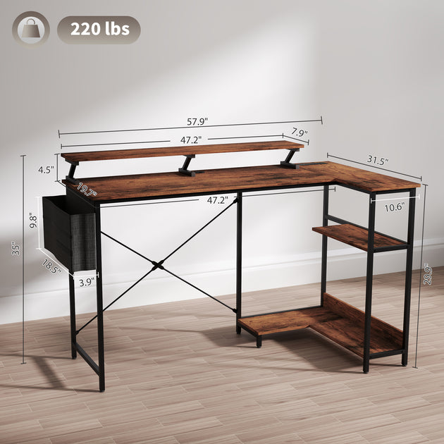 Hivvago L-Shaped Desk Black 5