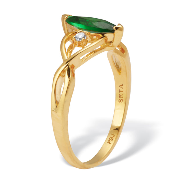 Palm Marquise Simulated Birthstone Gold-plated Ring Multi US 6 3