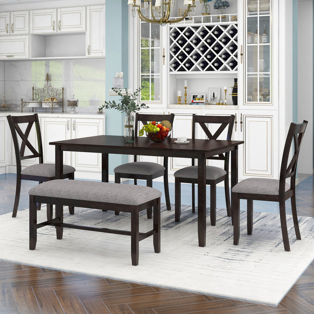 Streamdale 6-Piece Dining Table Set Brown 4