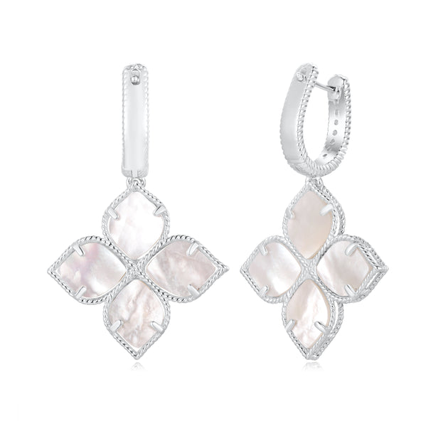 Suzy Levian Flower Clover Earrings Silver 5