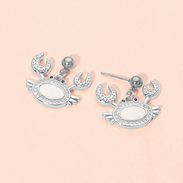 FASHNZFAB Crab Charm Dangle Earrings Silver 5