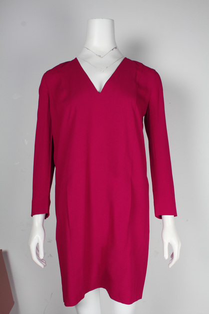 Vanessa Bruno Long Sleeve V-Neck Dress Red 36 2