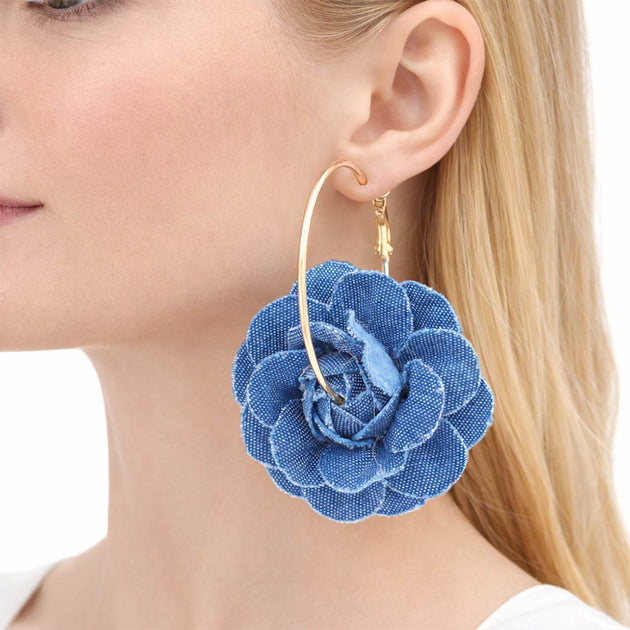 FASHNZFAB Rose Flower Hoop Earrings Multi 2
